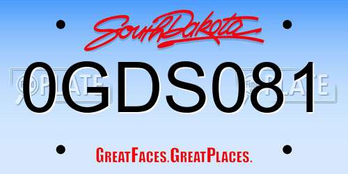 0GDS081 South Dakota License Plate