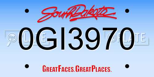 0GI3970 South Dakota License Plate