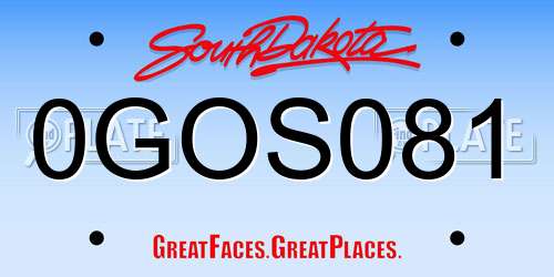 0GOS081 South Dakota License Plate