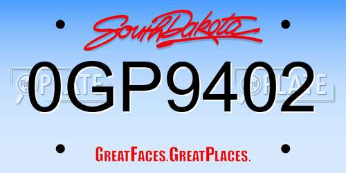 0GP9402 South Dakota License Plate