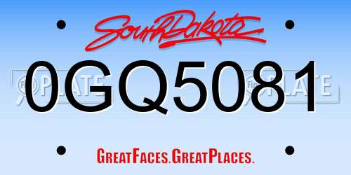 0GQ5081 South Dakota License Plate