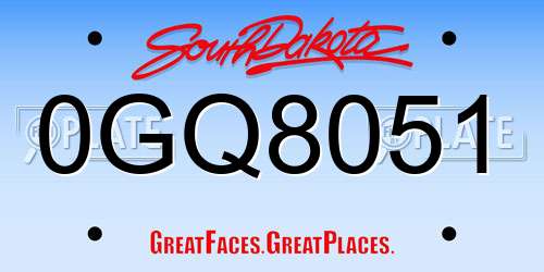 0GQ8051 South Dakota License Plate