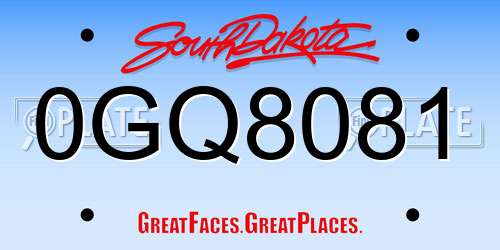 0GQ8081 South Dakota License Plate