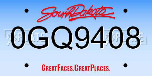 0GQ9408 South Dakota License Plate