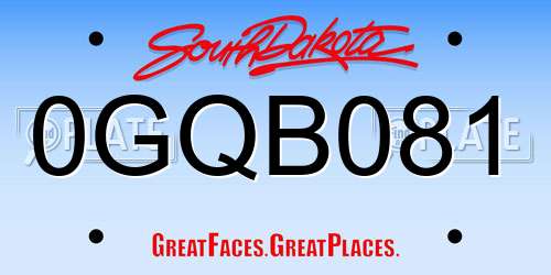 0GQB081 South Dakota License Plate