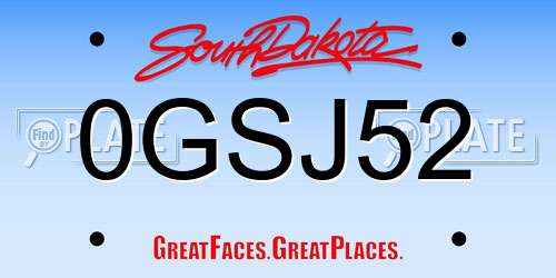 0GSJ52 South Dakota License Plate