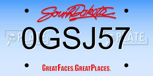 0GSJ57 South Dakota License Plate
