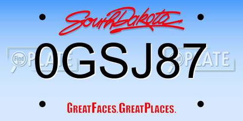 0GSJ87 South Dakota License Plate