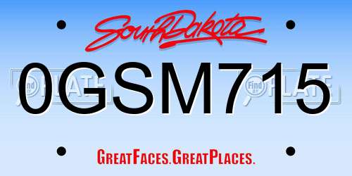 0GSM715 South Dakota License Plate