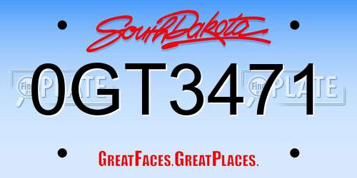 0GT3471 South Dakota License Plate