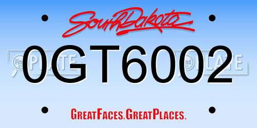 0GT6002 South Dakota License Plate