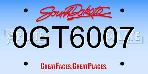 0GT6007 South Dakota License Plate