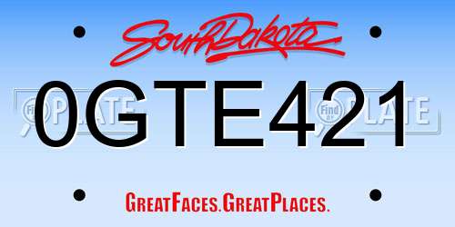 0GTE421 South Dakota License Plate