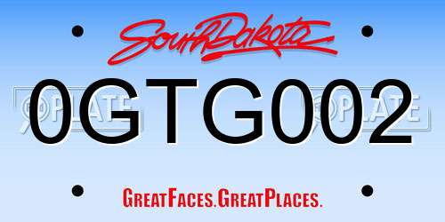 0GTG002 South Dakota License Plate