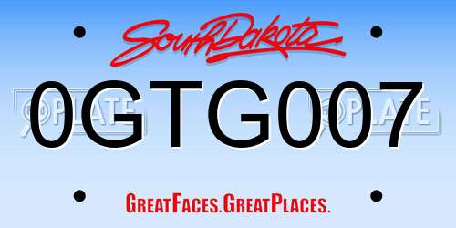 0GTG007 South Dakota License Plate