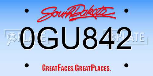 0GU842 South Dakota License Plate