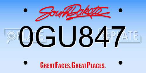 0GU847 South Dakota License Plate