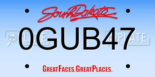 0GUB47 South Dakota License Plate