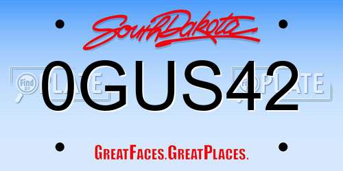0GUS42 South Dakota License Plate