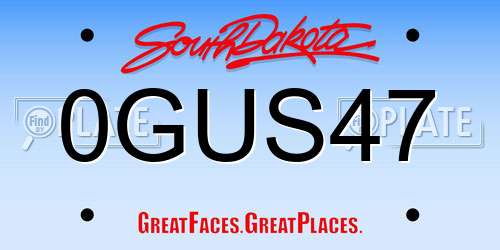 0GUS47 South Dakota License Plate