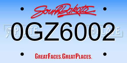 0GZ6002 South Dakota License Plate