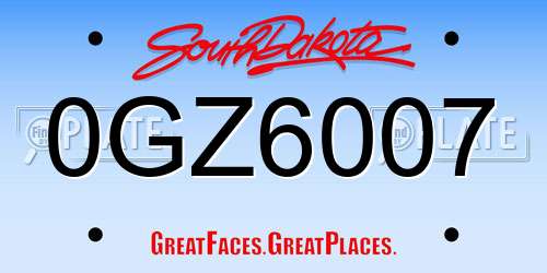 0GZ6007 South Dakota License Plate