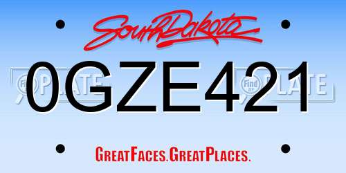0GZE421 South Dakota License Plate