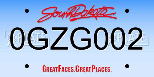 0GZG002 South Dakota License Plate