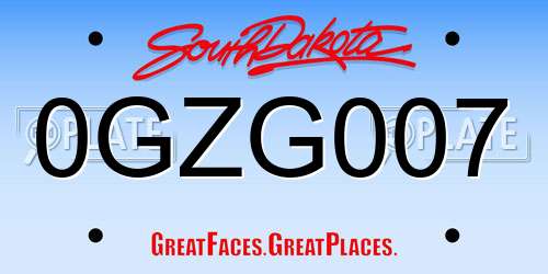 0GZG007 South Dakota License Plate