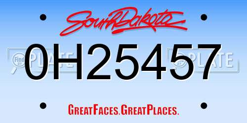 0H25457 South Dakota License Plate