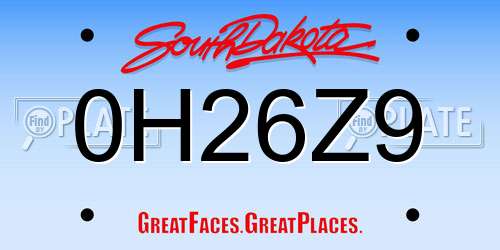 0H26Z9 South Dakota License Plate
