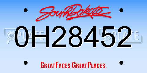 0H28452 South Dakota License Plate