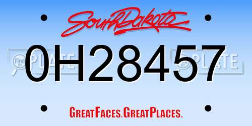 0H28457 South Dakota License Plate