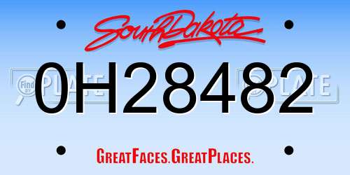 0H28482 South Dakota License Plate