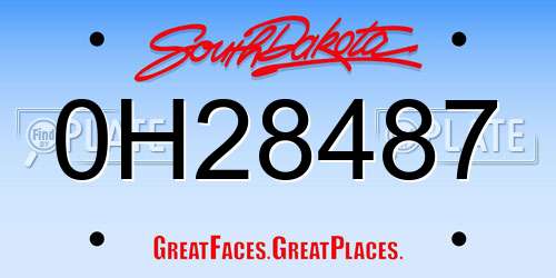 0H28487 South Dakota License Plate