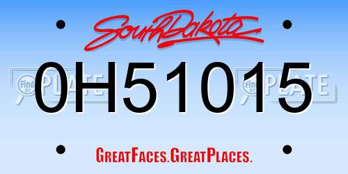 0H51015 South Dakota License Plate