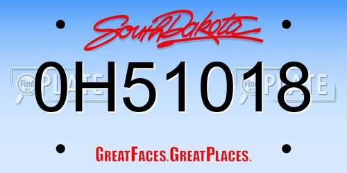 0H51018 South Dakota License Plate