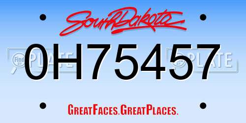 0H75457 South Dakota License Plate