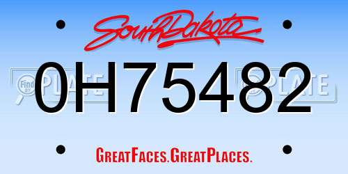 0H75482 South Dakota License Plate