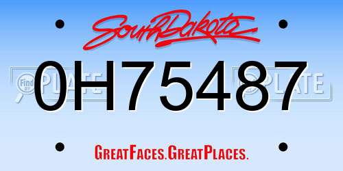 0H75487 South Dakota License Plate