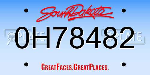 0H78482 South Dakota License Plate