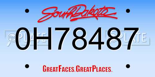 0H78487 South Dakota License Plate