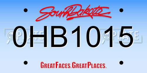 0HB1015 South Dakota License Plate