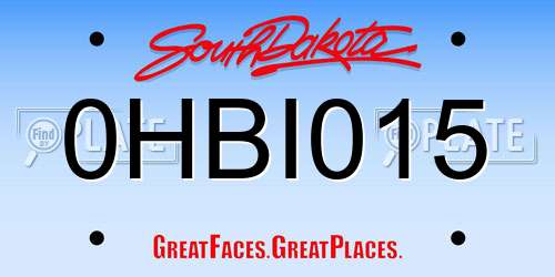 0HBI015 South Dakota License Plate