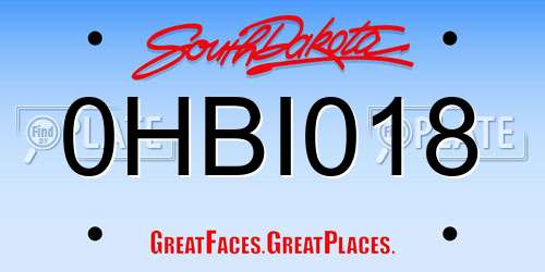 0HBI018 South Dakota License Plate