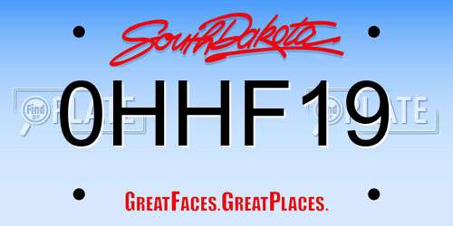 0HHF19 South Dakota License Plate