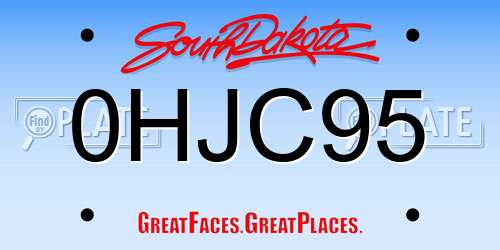 0HJC95 South Dakota License Plate