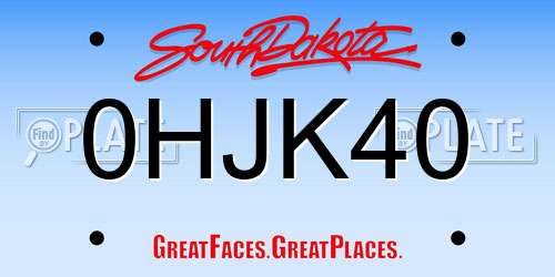 0HJK40 South Dakota License Plate