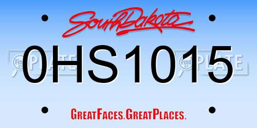 0HS1015 South Dakota License Plate
