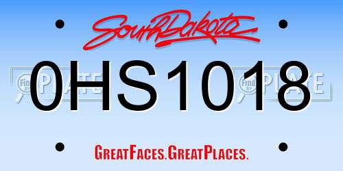 0HS1018 South Dakota License Plate